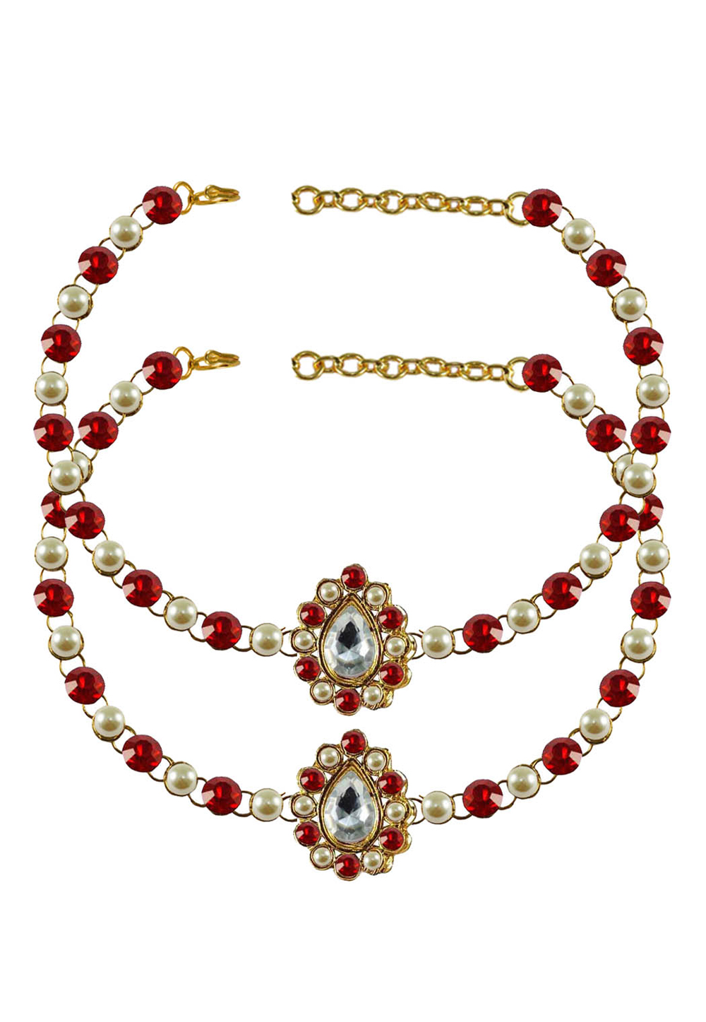 Red Brass Gold Plated Anklets 171362
