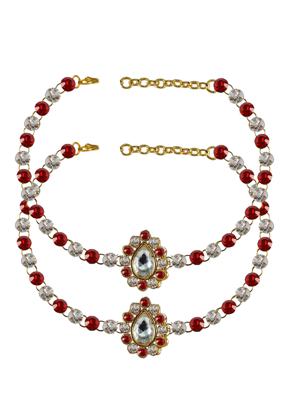 Red Brass Gold Plated Anklets 171363