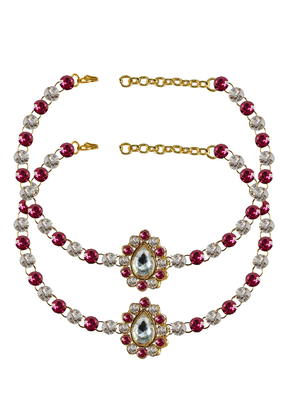 Pink Brass Gold Plated Anklets 171367
