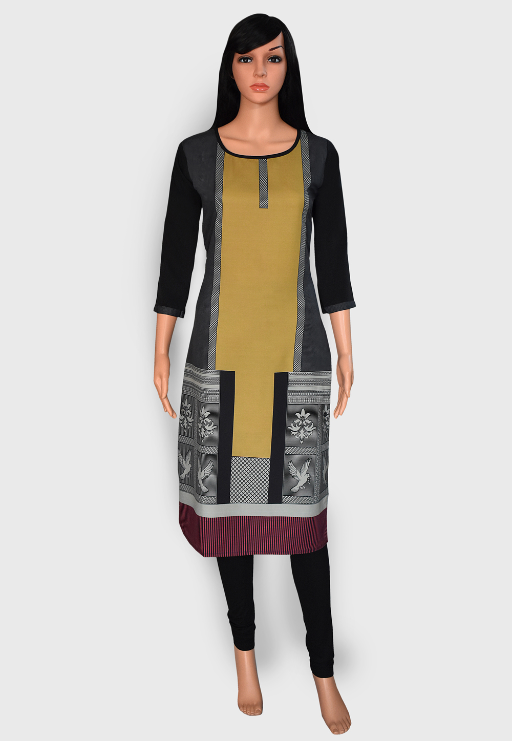 Black Crepe Readymade Kurti 201451