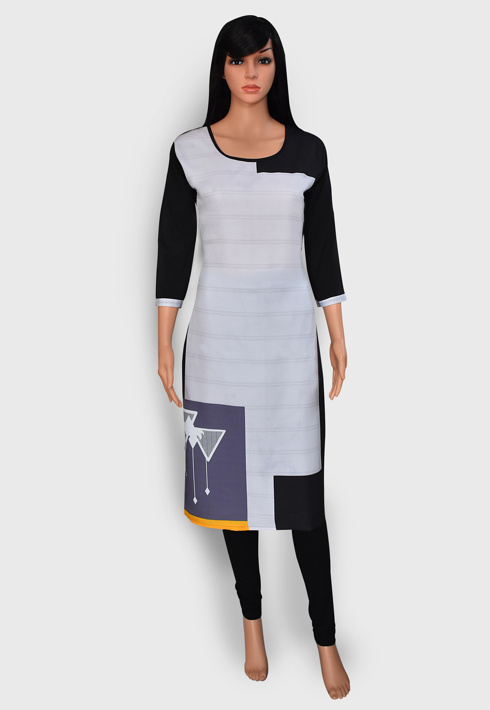 Off White Crepe Readymade Printed Kurti 201448