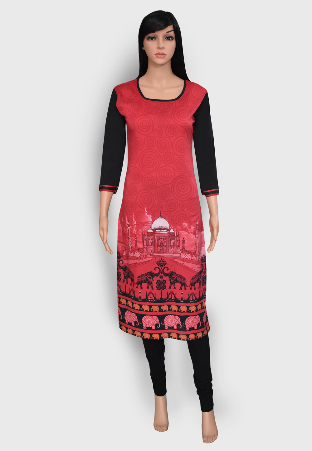 Pink Crepe Readymade Printed Kurti 201893