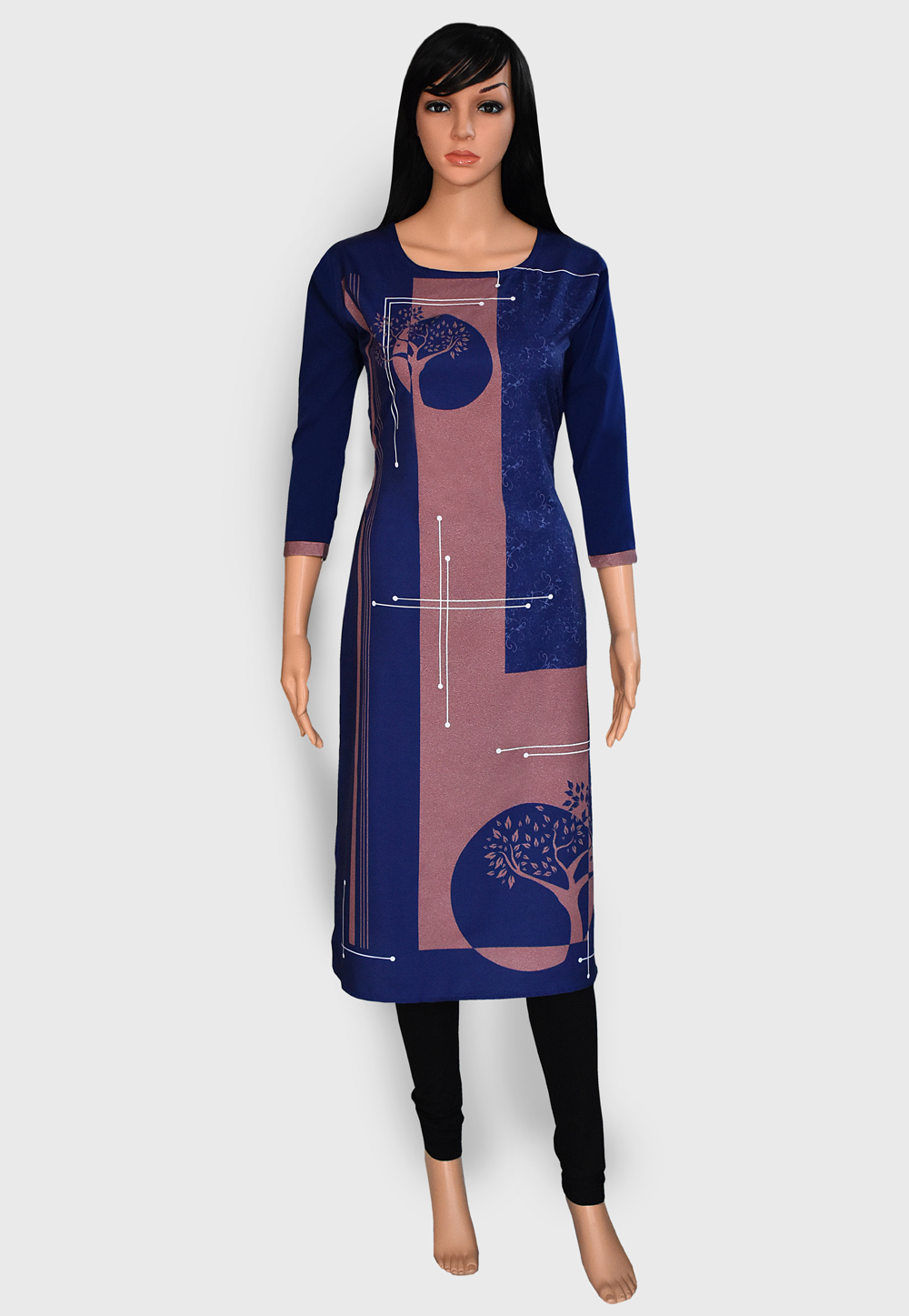 Blue Crepe Readymade Printed Kurti 201452