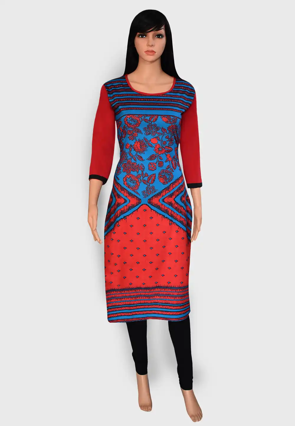 Red Crepe Readymade Kurti 201453