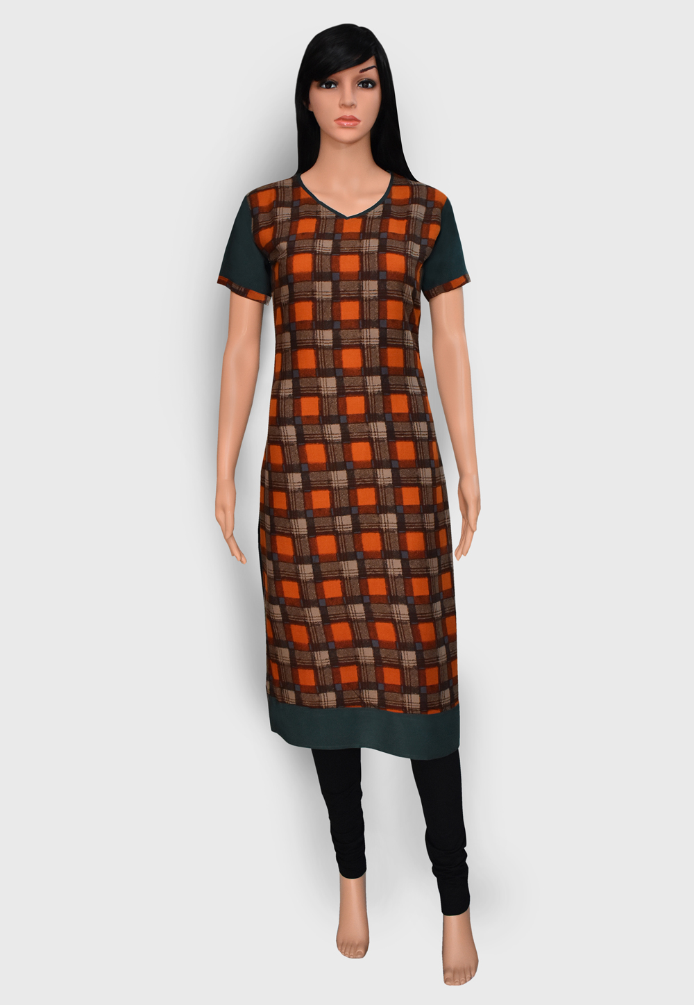 Orange Rayon Readymade Printed Kurti 201896