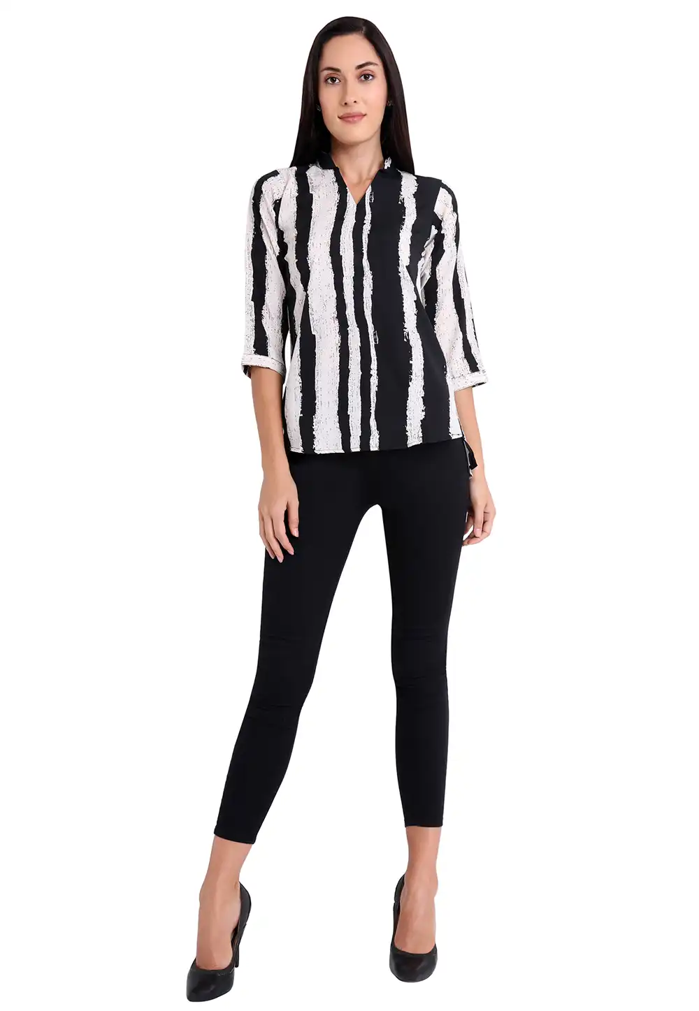 Black Faux Georgette Readymade Printed Top 188747