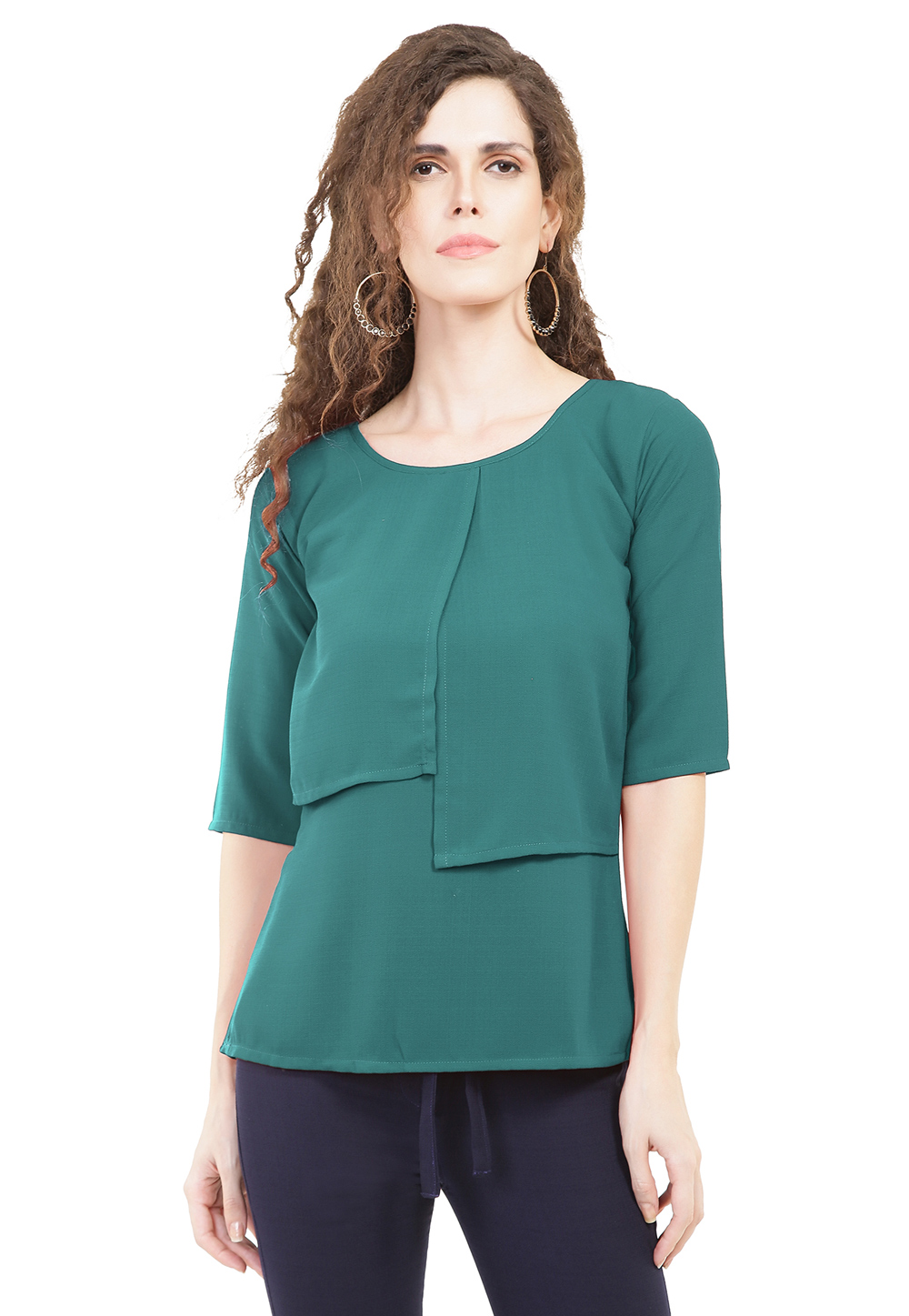Teal Jute Readymade Casual Top 188751