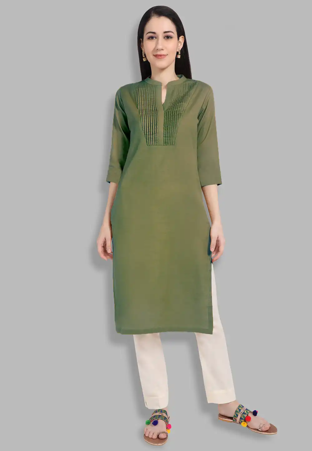 Cotton Green Kurti 218791