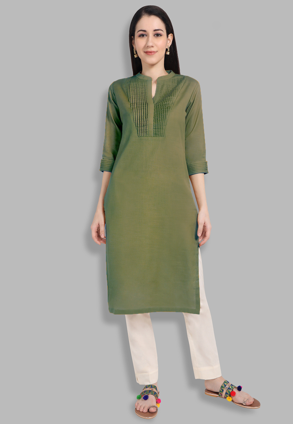 Cotton Green Kurti 218791