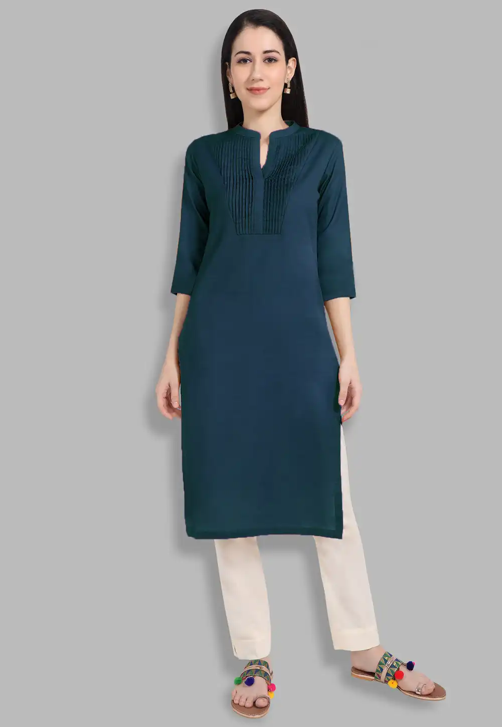 Cotton Kurti In Blue 218795