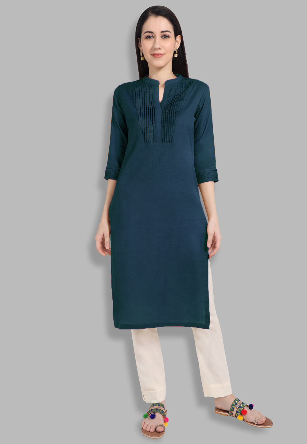 Cotton Kurti In Blue 218795