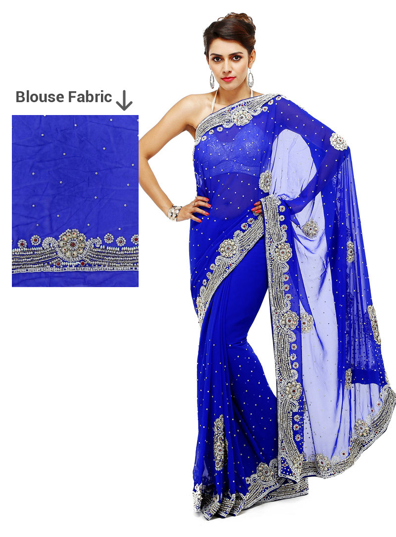 Blue Georgette Festival Wear Saree 88890