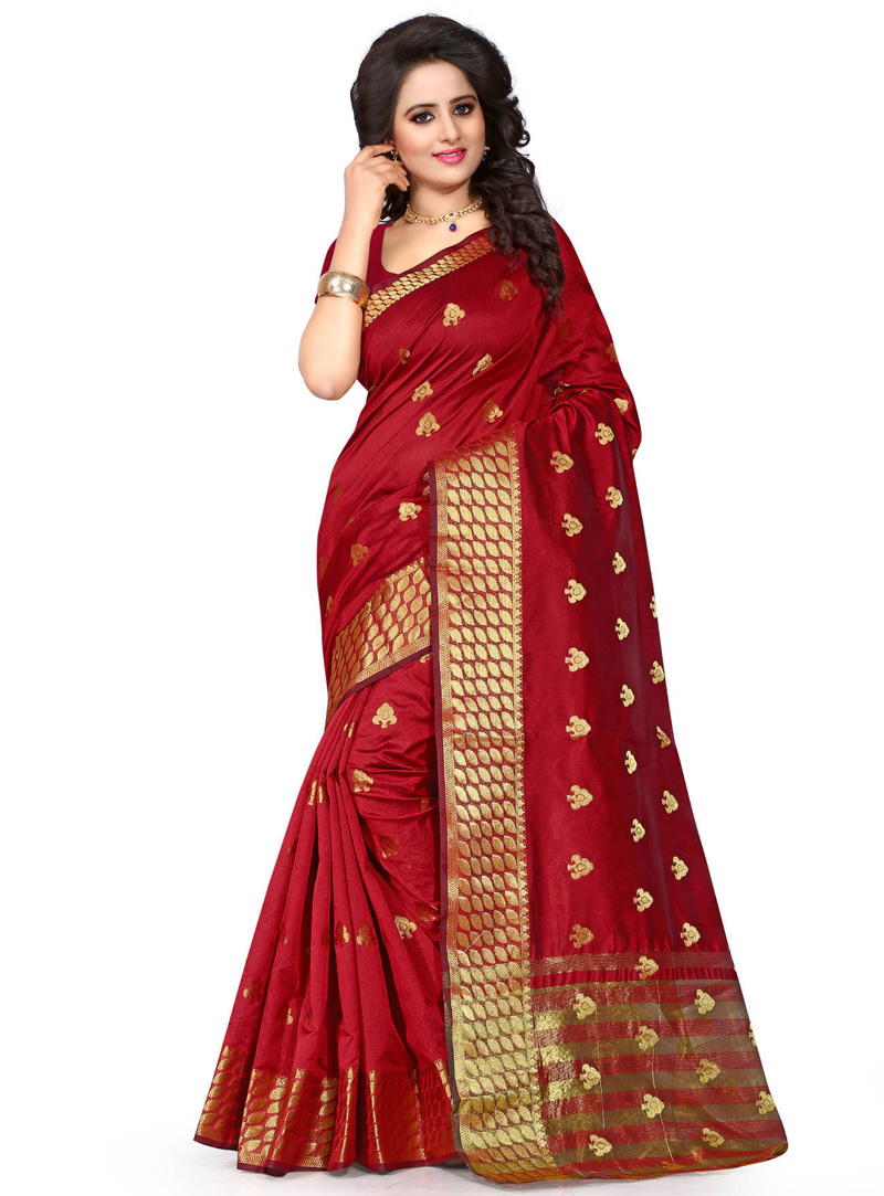 Maroon Art Silk Festival Wear Saree 121371
