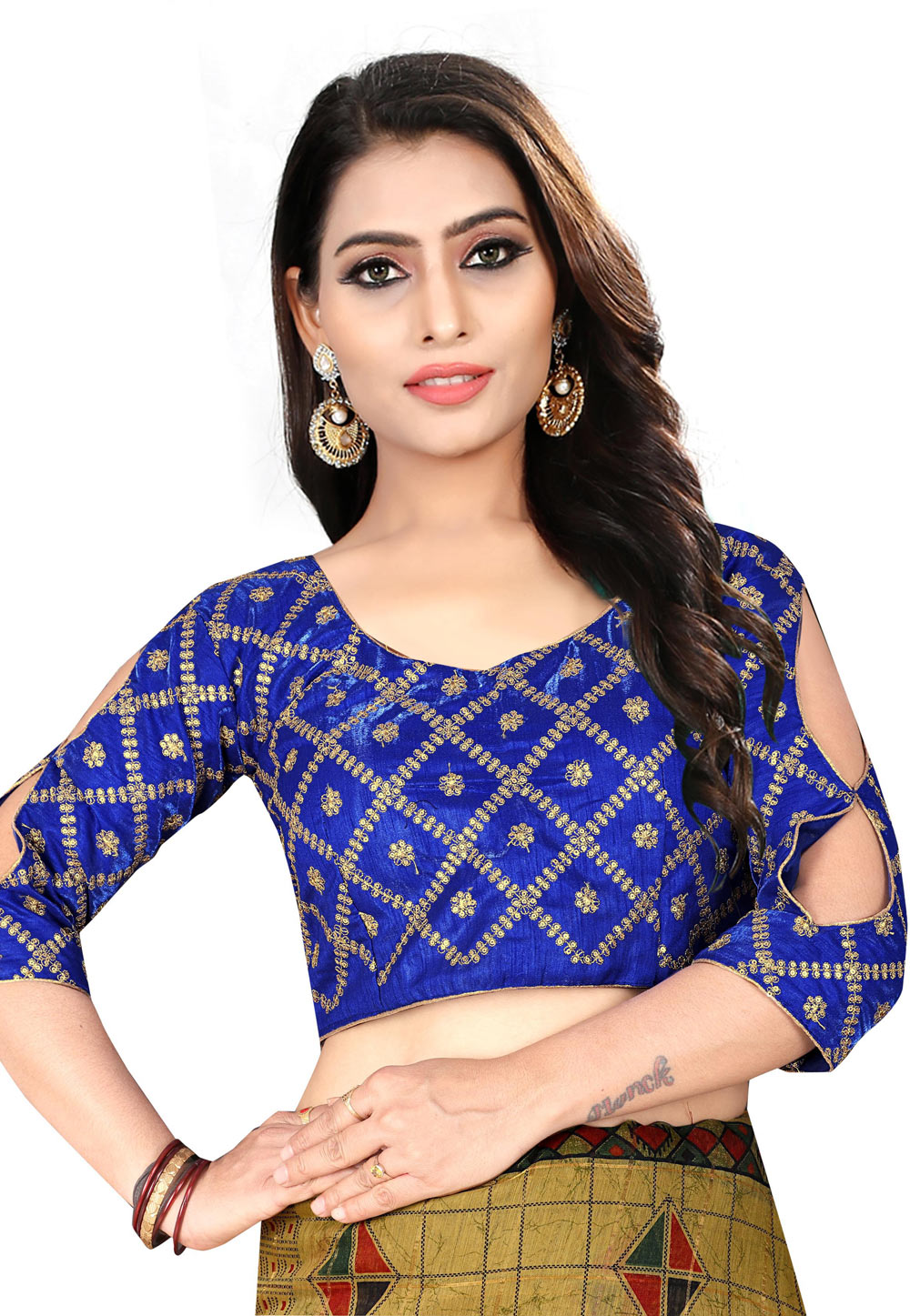 Blue Silk Readymade Blouse 155079
