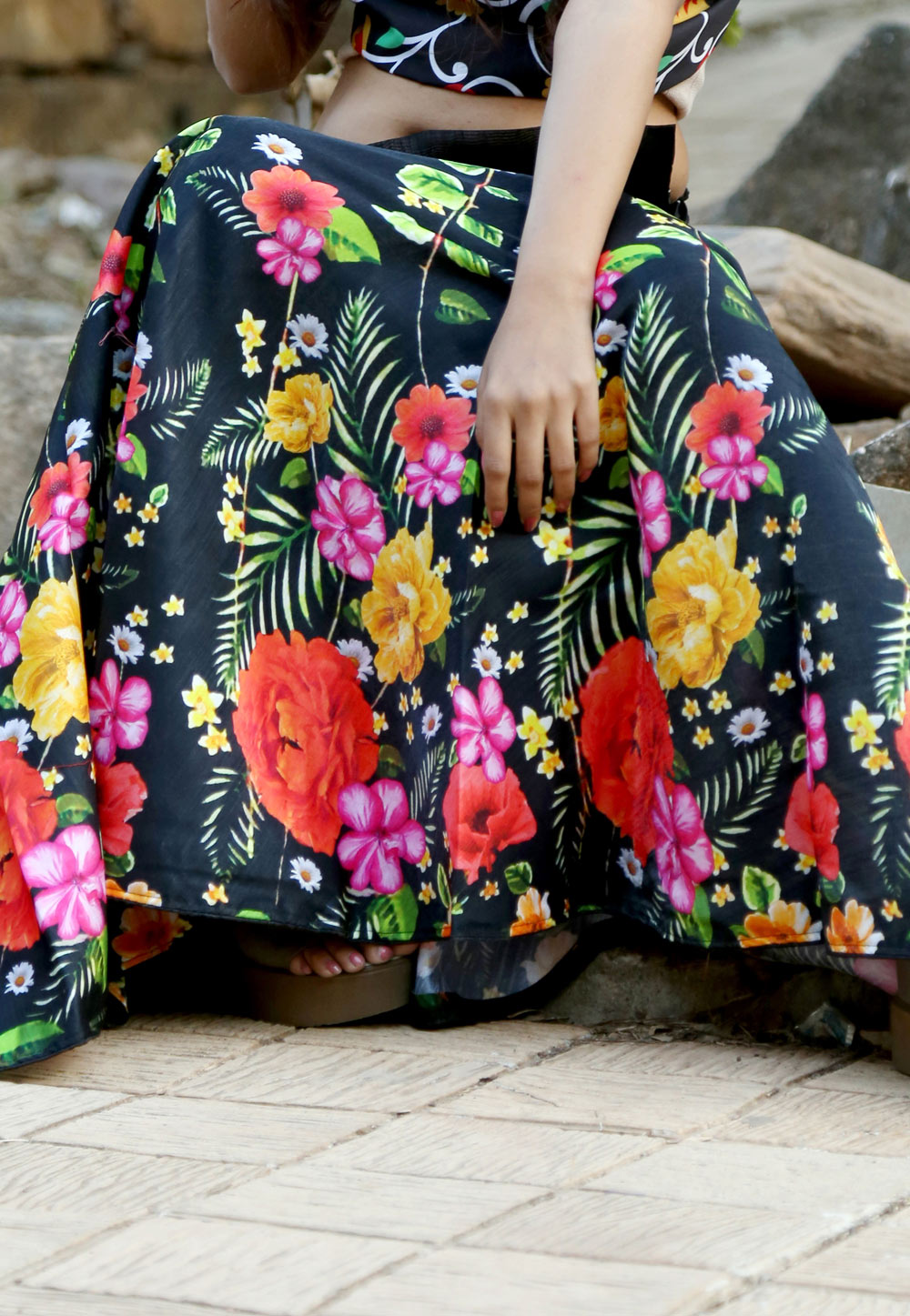 Dark Blue Satin Readymade Skirt 161389