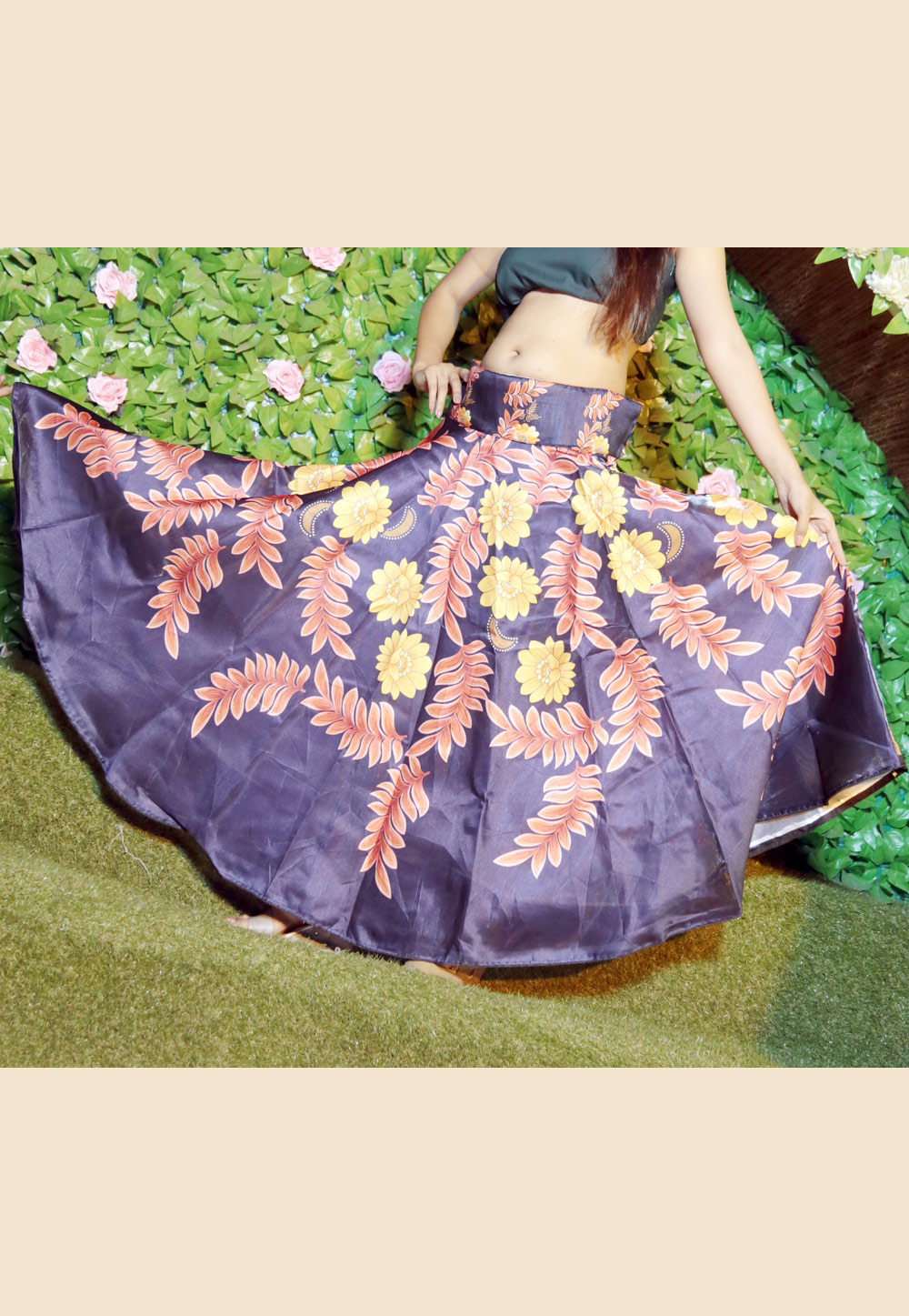 Purple Satin Readymade Skirt 161403