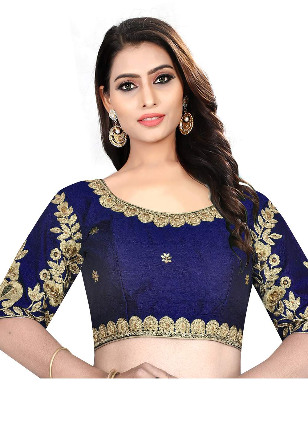 Blue Silk Readymade Blouse 163405