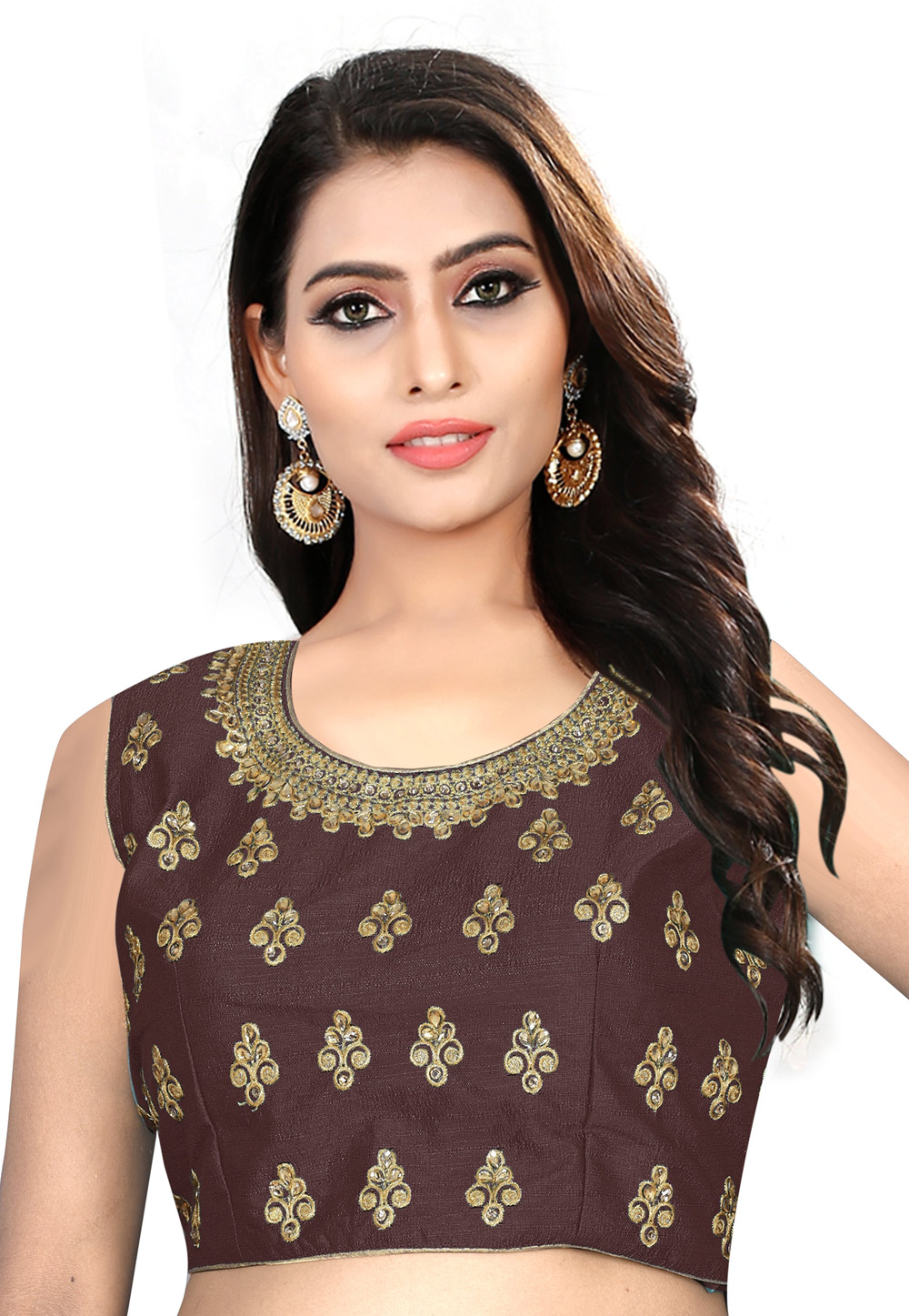 Brown Silk Readymade Blouse 163421
