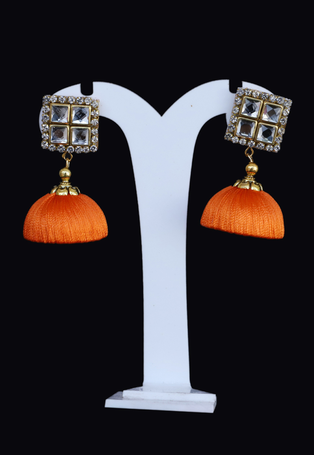 Orange Thread Earrings 169133