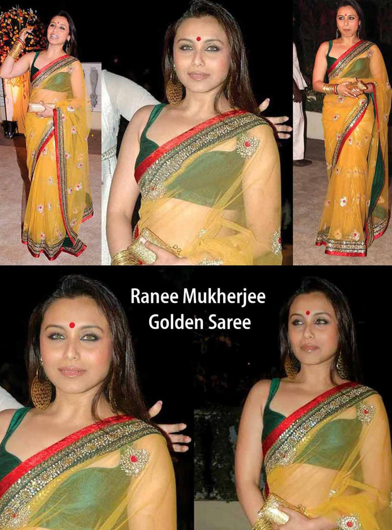 Rani Mukerji Net Golden Saree 18223
