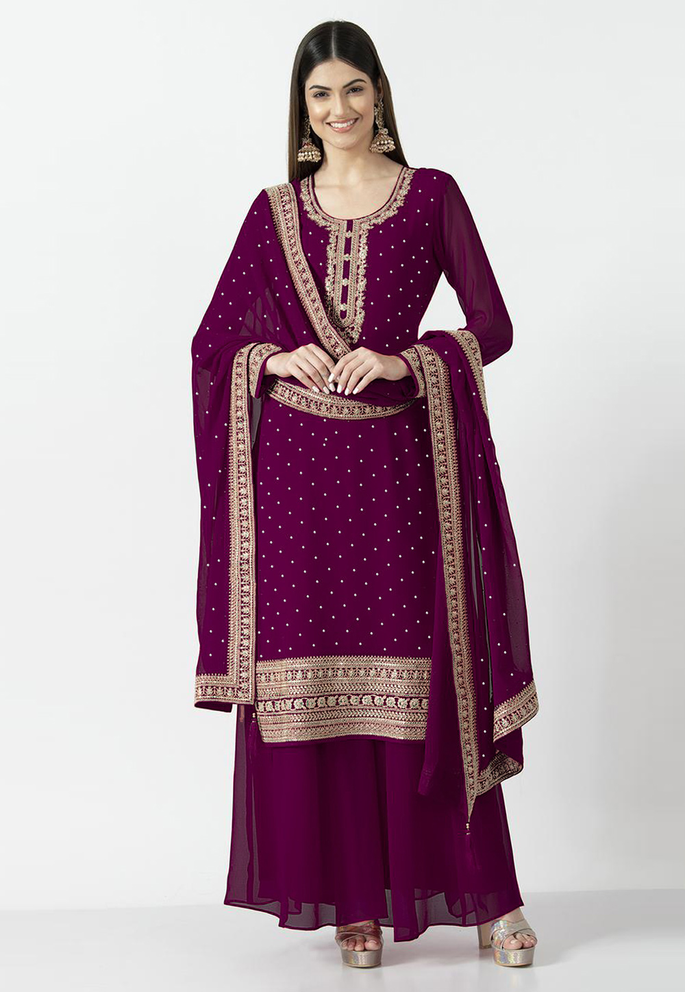 Purple Georgette Readymade Pakistani Suit 269121