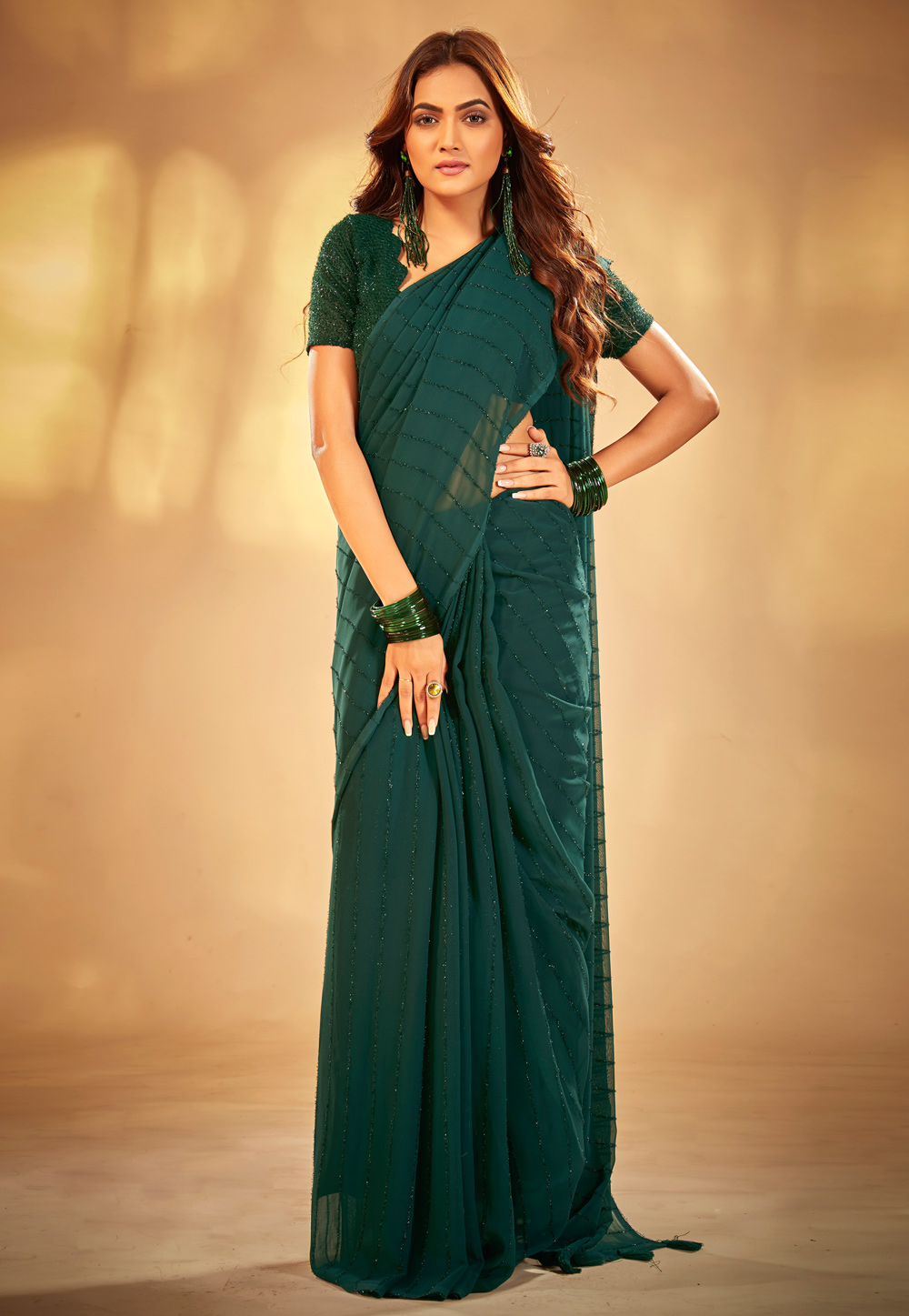 Green Georgette Saree With Blouse 272514