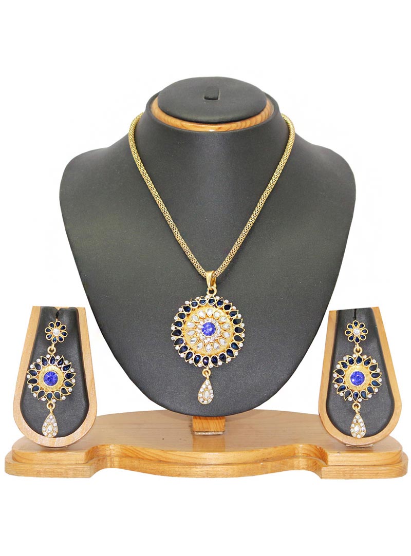 Blue Alloy Austrian Diamonds Necklace With Earrings 65960