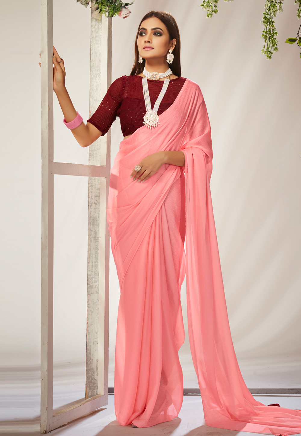 Pink Georgette Saree With Blouse 272519