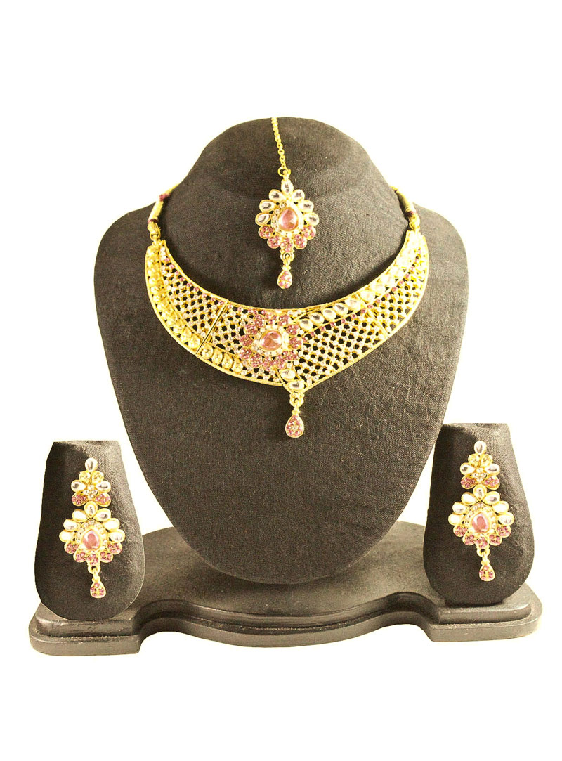 Pink Alloy Austrian Diamonds Set Earrings 91943