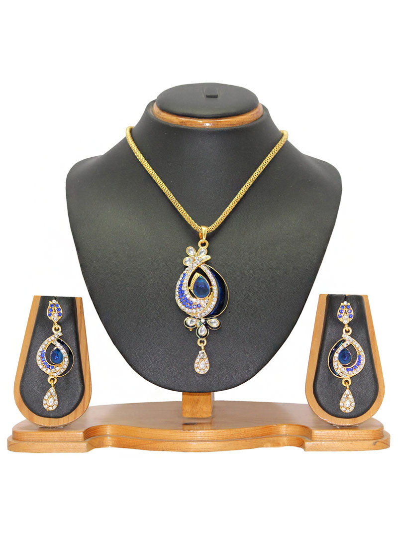 Blue Zinc Austrian Diamonds Necklace With Earrings 66015