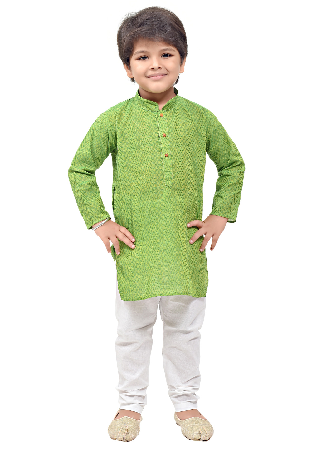Mehndi Cotton Readymade Kids Kurta Pajama 251428
