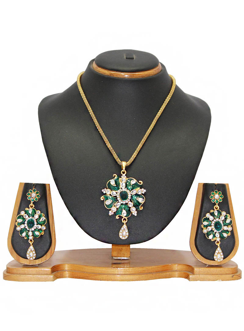 Sea Green Zinc Austrian Diamonds Necklace With Earrings 66021