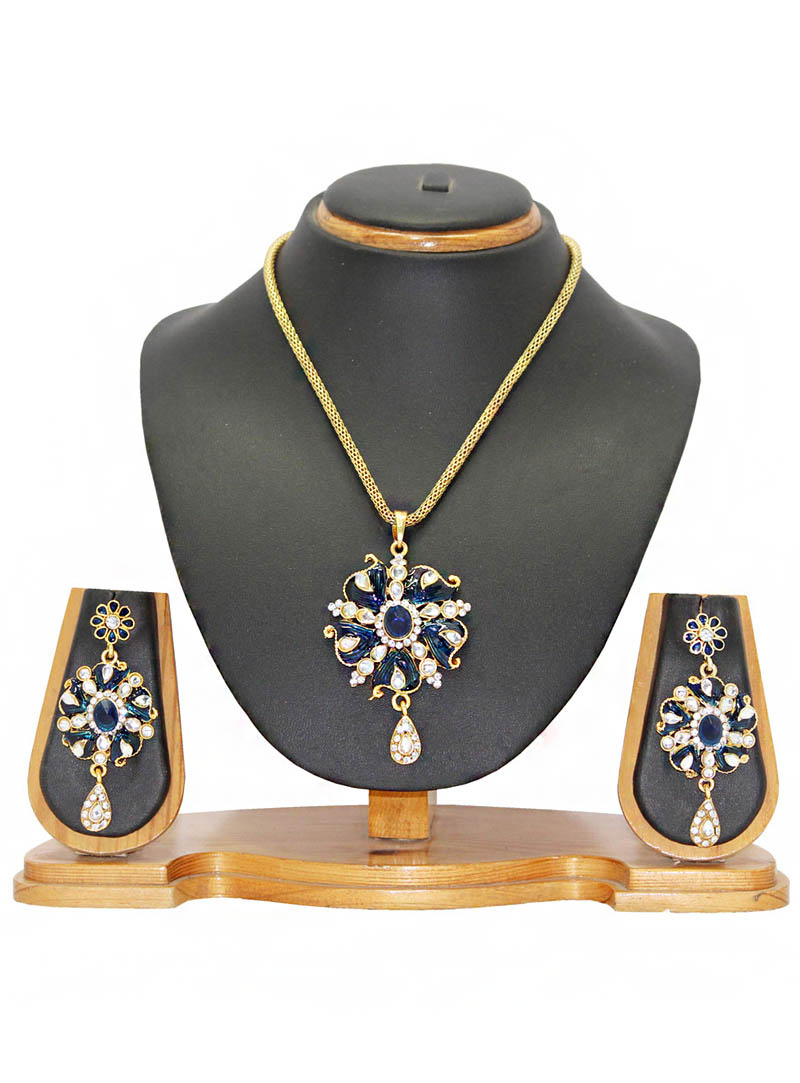 Blue Zinc Austrian Diamonds Necklace With Earrings 66024