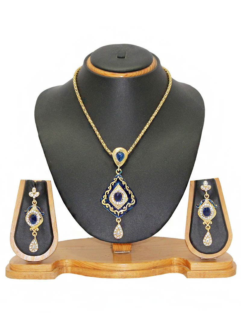 Blue Zinc Austrian Diamonds Necklace With Earrings 66033