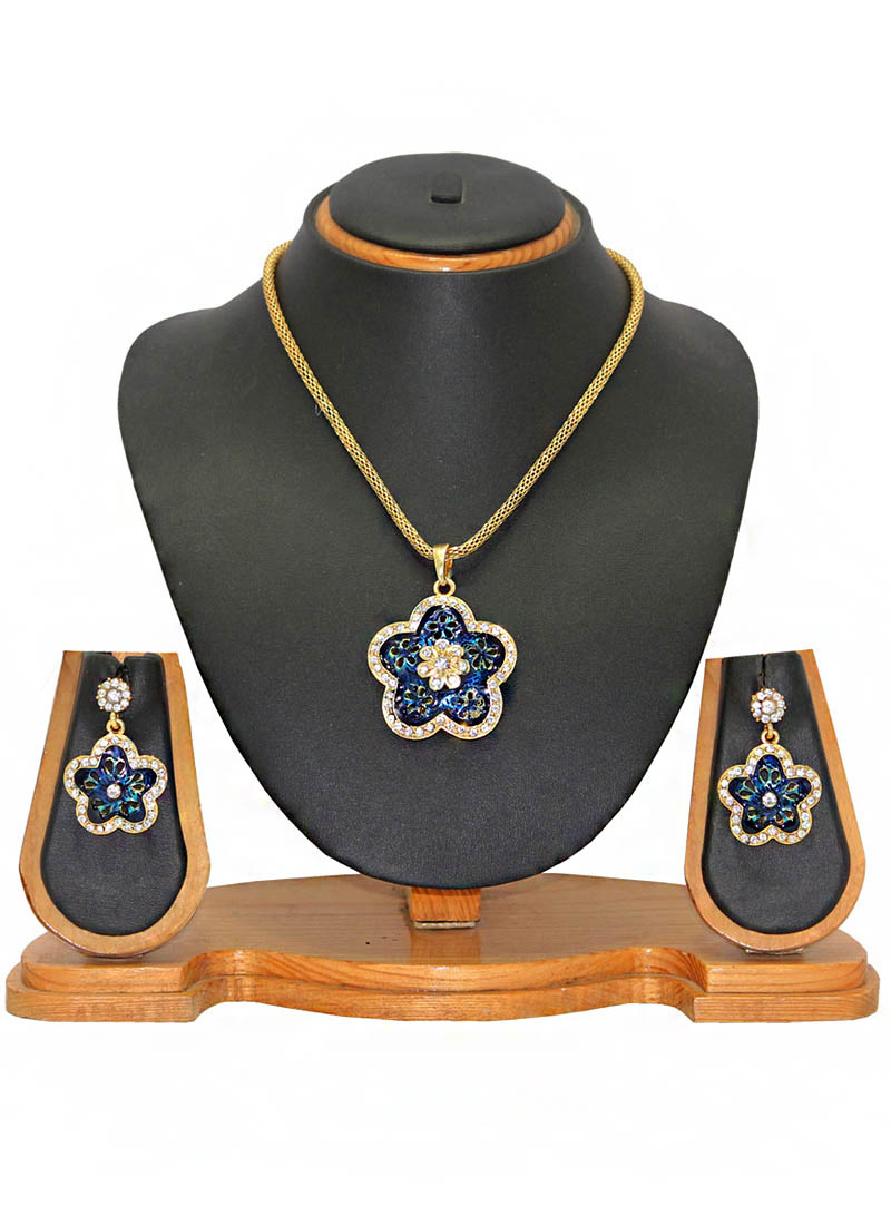 Blue Zinc Austrian Diamonds Necklace With Earrings 66037
