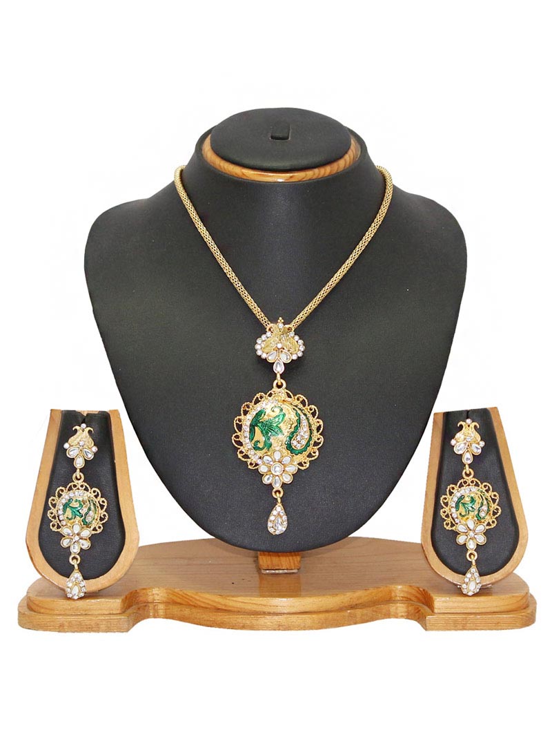 Sea Green Zinc Austrian Diamonds Necklace With Earrings 66042