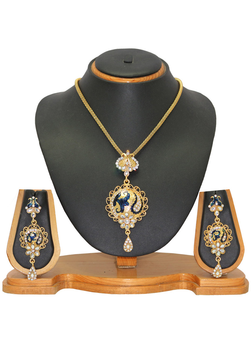 Blue Zinc Austrian Diamonds Necklace With Earrings 66044