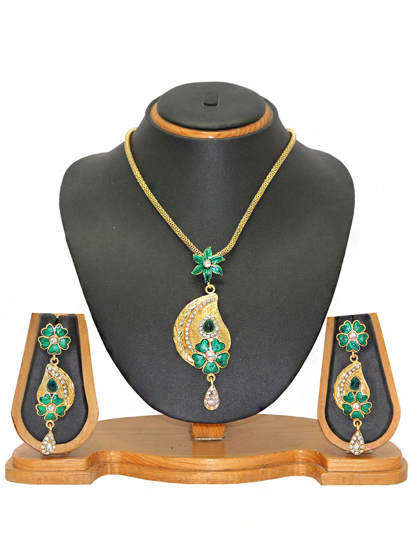 Sea Green Zinc Austrian Diamonds Necklace With Earrings 66049