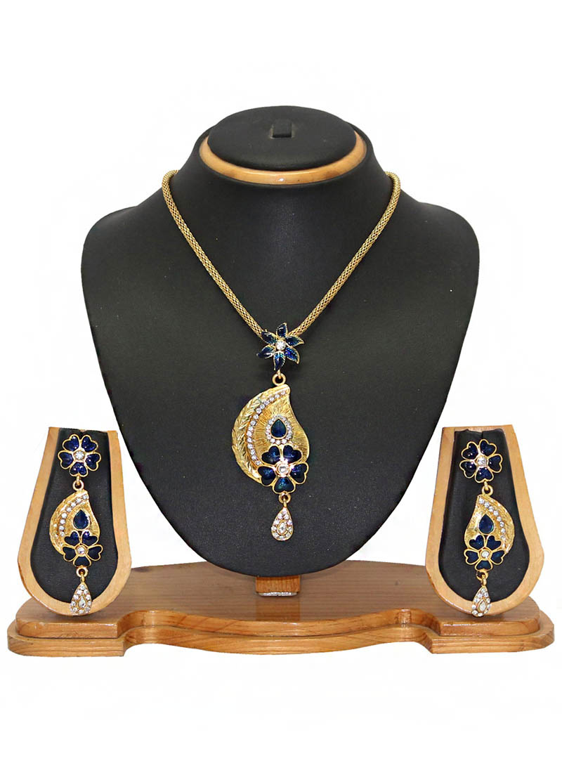 Blue Zinc Austrian Diamonds Necklace With Earrings 66051