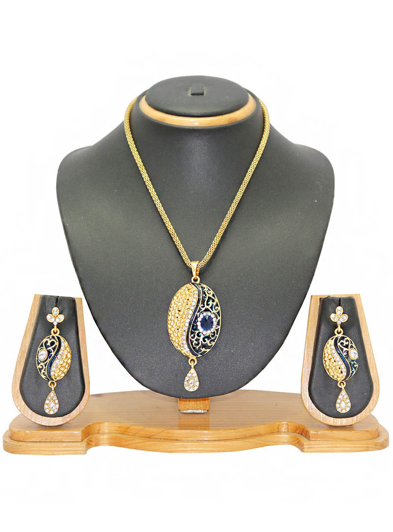Blue Zinc Austrian Diamonds Necklace With Earrings 66056