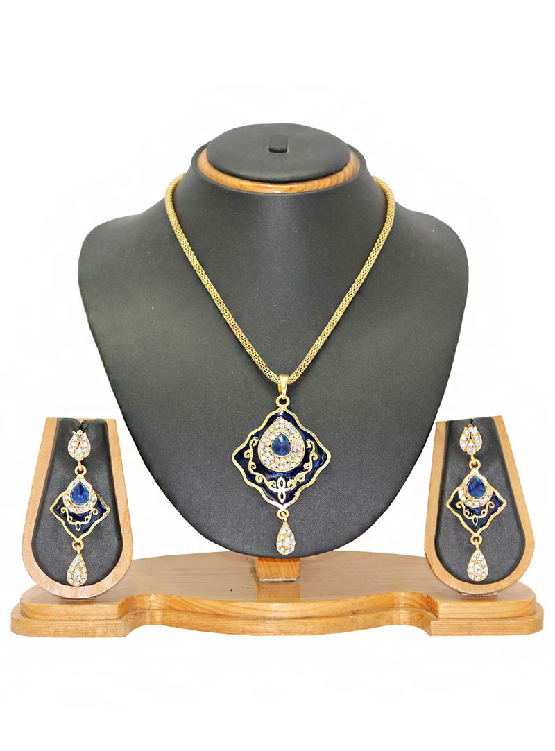Blue Zinc Austrian Diamonds Necklace With Earrings 66061