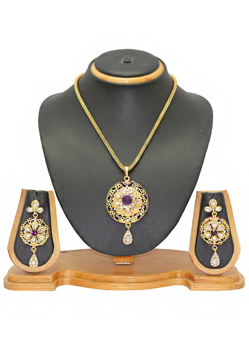 Purple Zinc Austrian Diamonds Necklace With Earrings 66073
