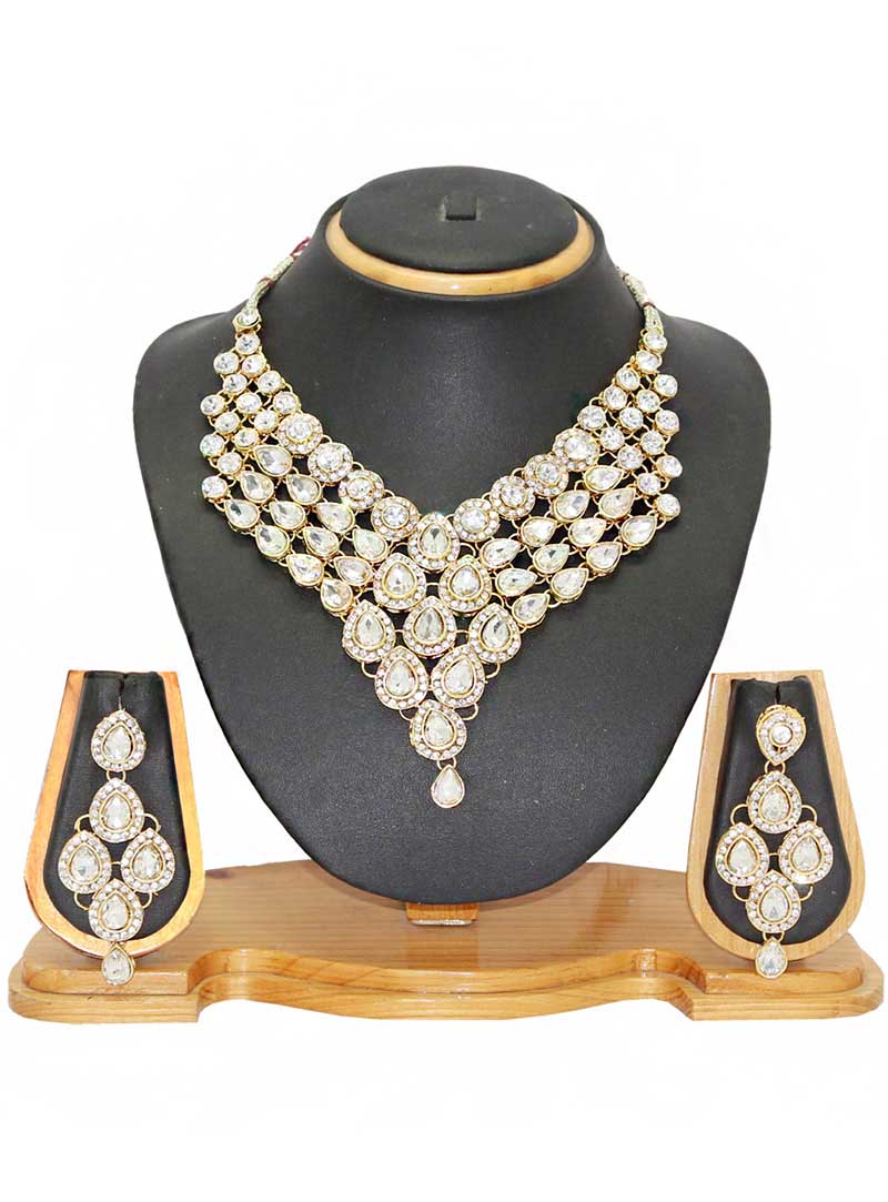 White Alloy Austrian Diamonds Necklace With Earrings 66098