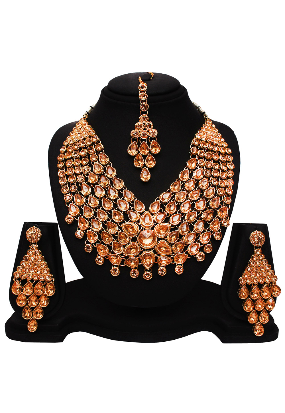 Golden Alloy Austrian Diamonds Heavy Set With Free Alloy Kada 89170