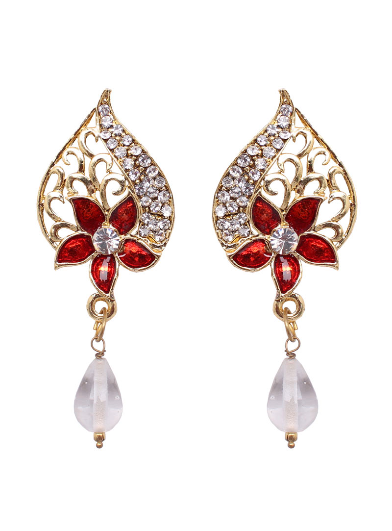 Red Alloy Austrian Diamonds Earrings 89234