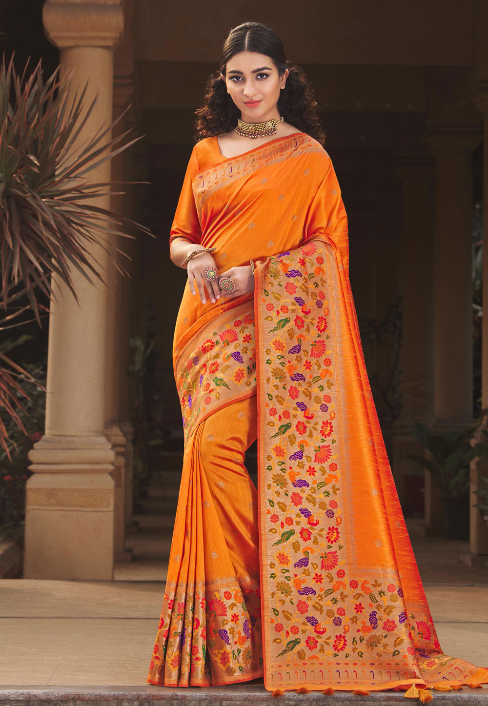 Orange Art Silk Saree With Blouse 249560