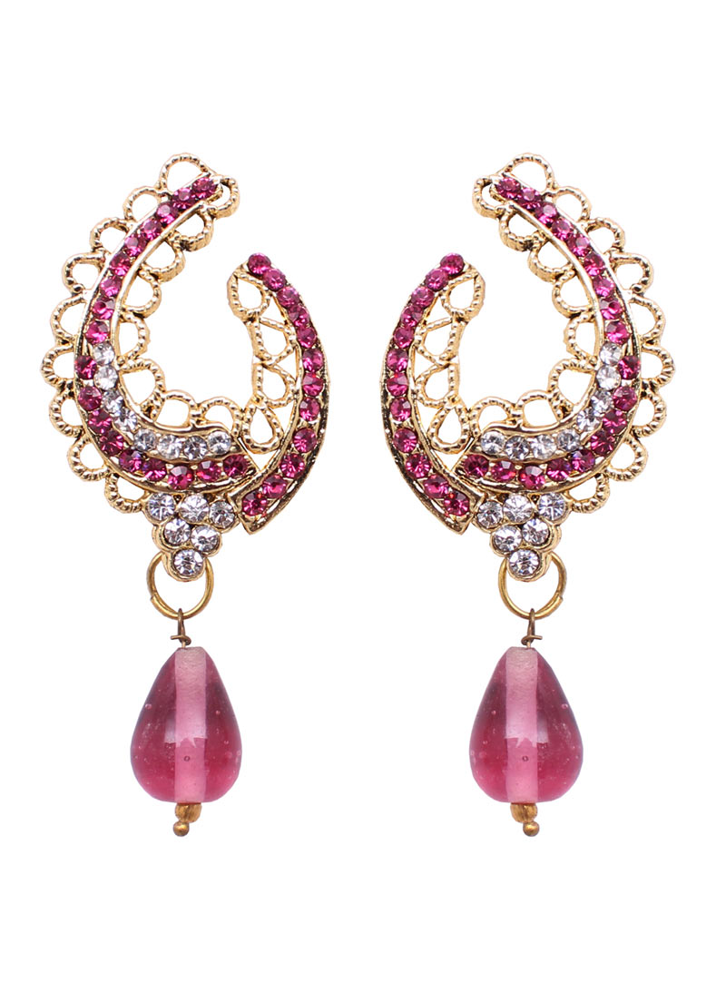 Pink Alloy Austrian Diamonds Earrings 89237