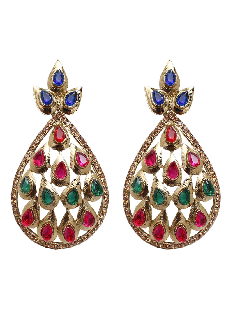 Pink Alloy Crystal Diamond Earrings 89239