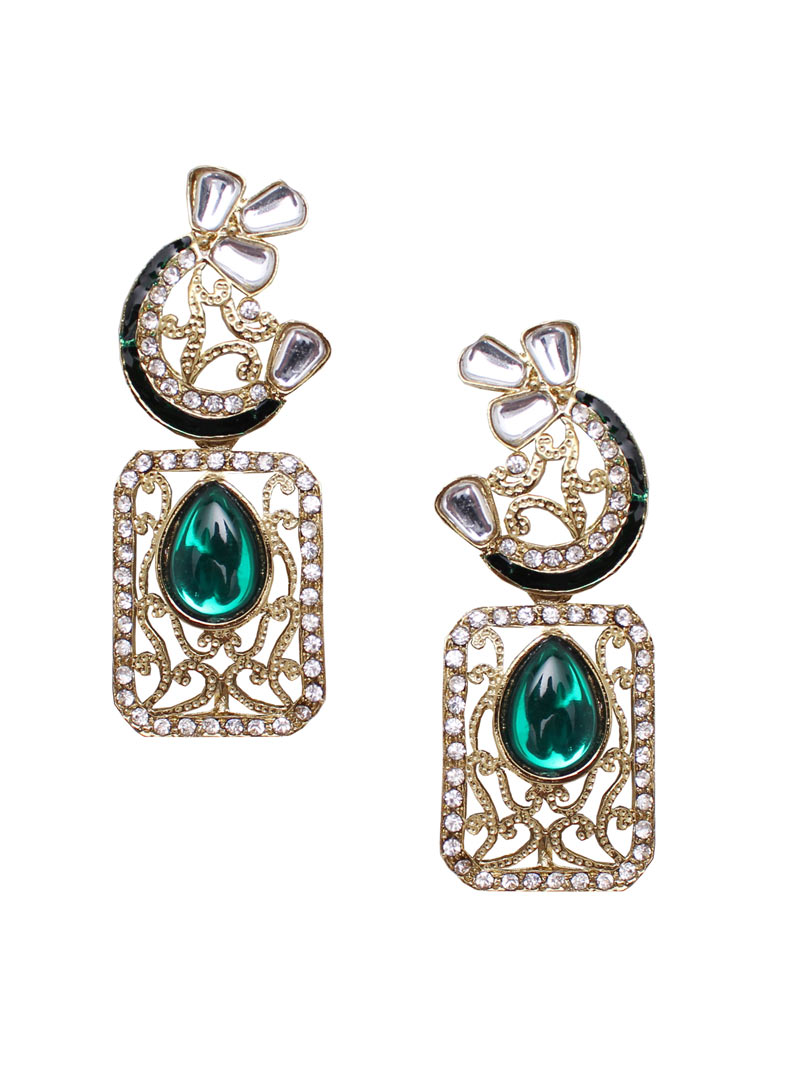 Green Alloy Austrian Diamonds Earrings 89240