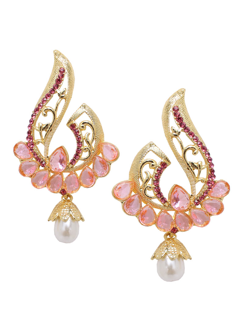 Pink Alloy Austrian Diamonds Earrings 89242